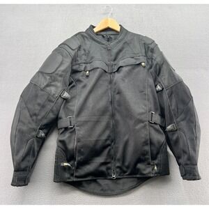 Xelement Black Mesh Motorcycle Jacket Mens Small Padded Protective Biker Gear